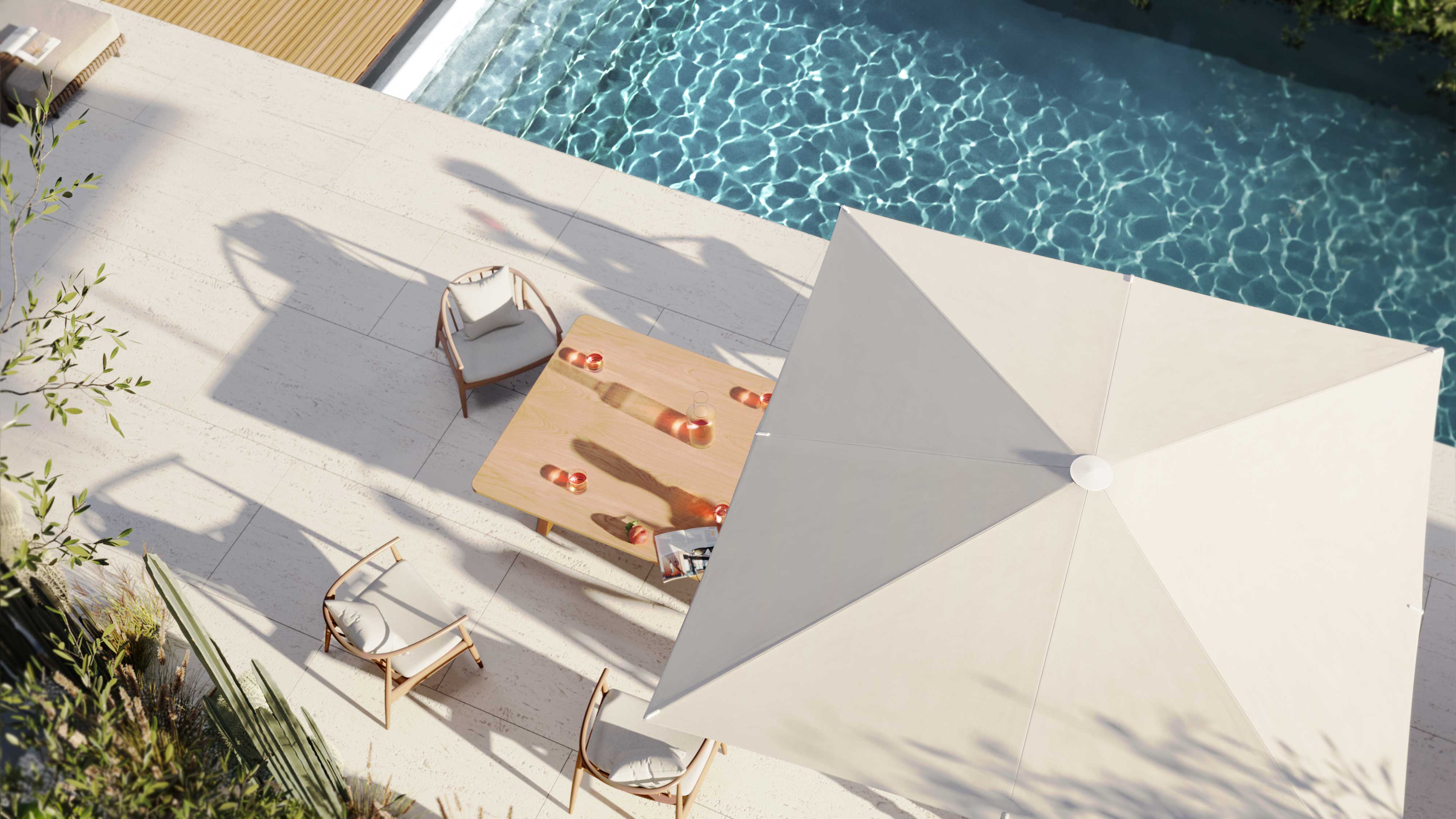 Twist parasol product design with a relaxing user experience brought to homes.