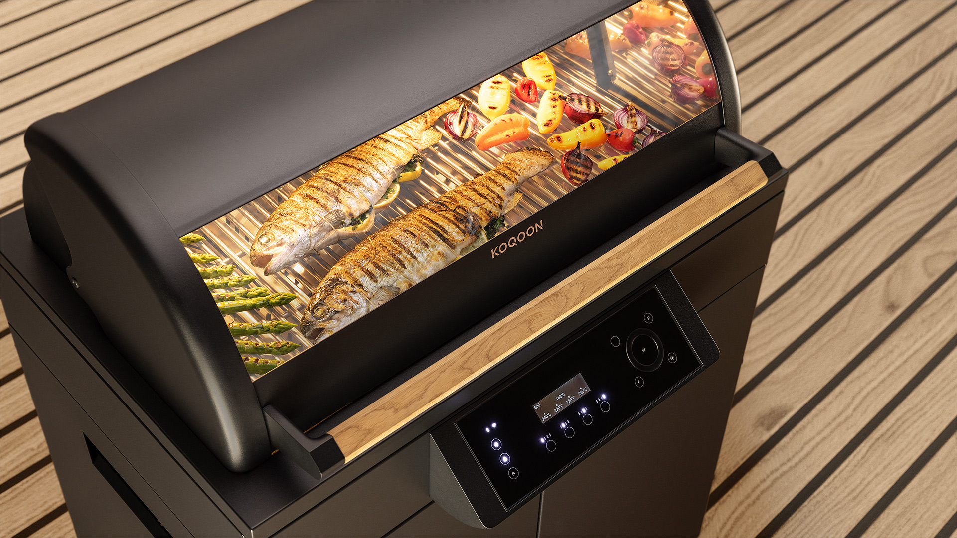 Koqoon grill product design - new guided cooking and grilling user experience.