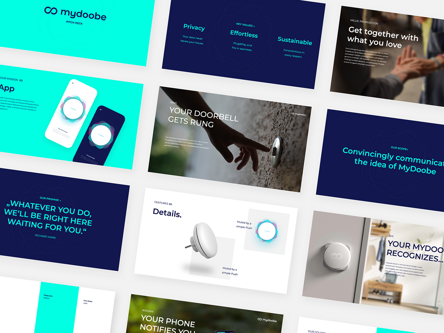 mydoobe - smart and user friendly doorbell product design connected to your smart phone can be installed without any hammer or screwdriver