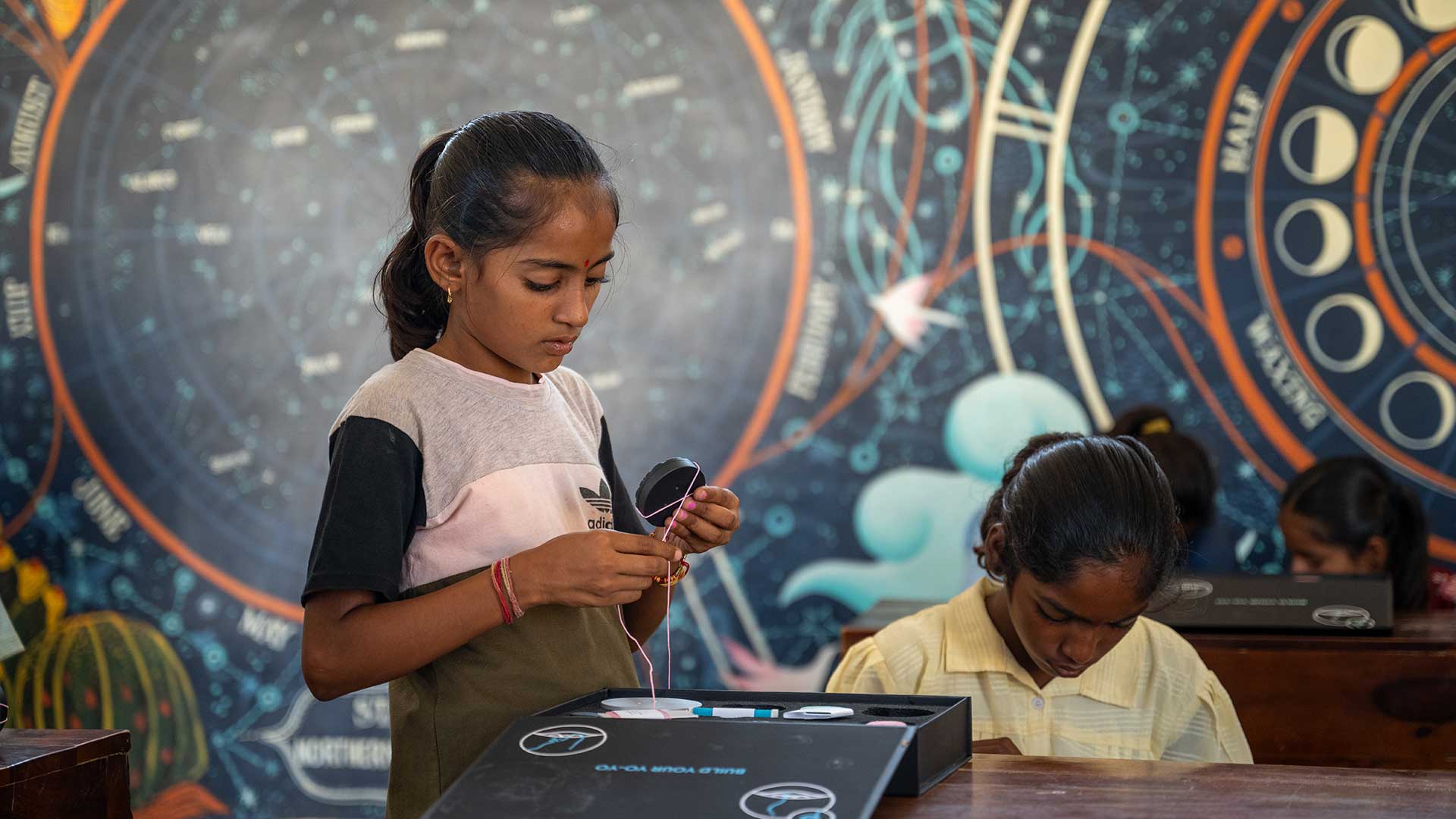 Rajkumari Ratnavati Girls School in northern India, where PHOENIX design, product design innovation studio did a workshop of creativity thinking with children.