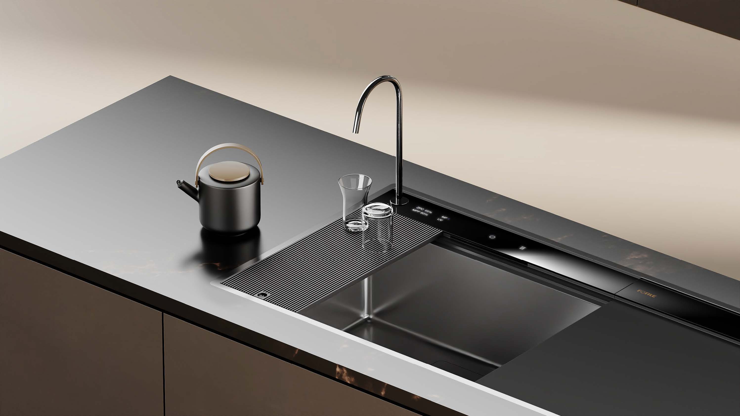 multifuncional sink solution created by PHOENIX design with partnership with FOTILE